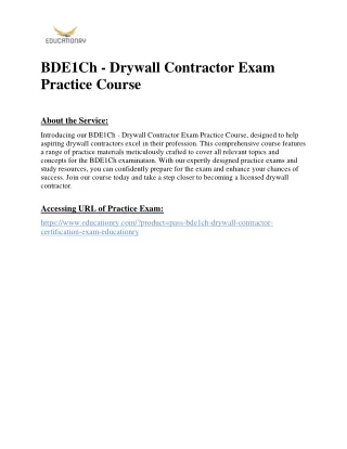 BDE1Ch - Drywall Contractor Exam Practice Course