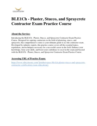 BLE1Ch - Plaster, Stucco, and Spraycrete Contractor Exam Practice Course