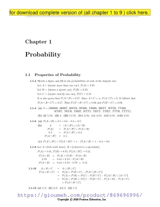 Probability and statistical inference Hogg 10th edition solution manual pdf