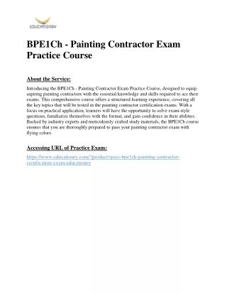 BPE1Ch - Painting Contractor Exam Practice Course