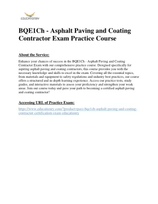 BQE1Ch - Asphalt Paving and Coating Contractor Exam Practice Course