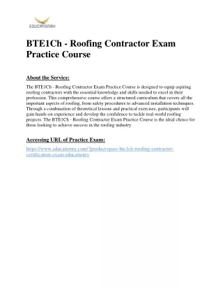 BTE1Ch - Roofing Contractor Exam Practice Course