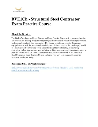 BVE1Ch - Structural Steel Contractor Exam Practice Course