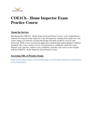 COE1Ch - Home Inspector Exam Practice Course