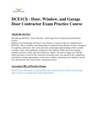 DCE1Ch - Door, Window, and Garage Door Contractor Exam Practice Course