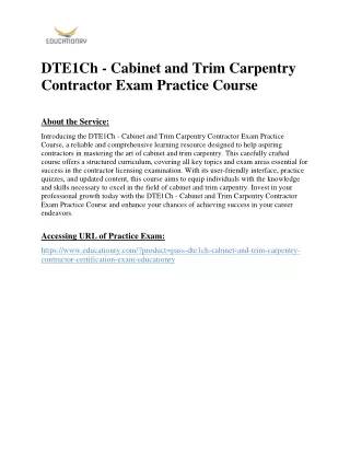 DTE1Ch - Cabinet and Trim Carpentry Contractor Exam Practice Course