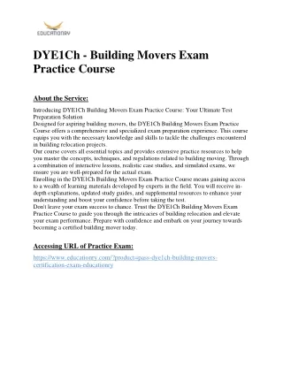 DYE1Ch - Building Movers Exam Practice Course