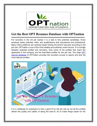 Get the best OPT resumes with OPTnation