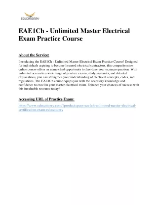 EAE1Ch - Unlimited Master Electrical Exam Practice Course