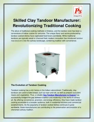 Gas Tandoor Manufacturer in Gujarat