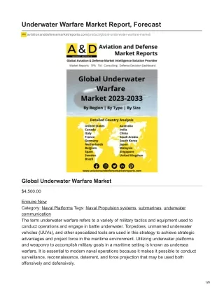 Underwater Warfare Market Report Forecast