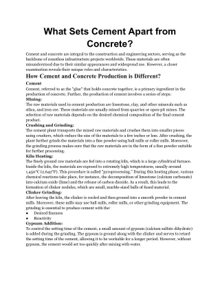 What Sets Cement Apart from Concrete