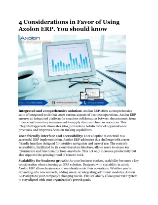 4 Considerations in Favor of Using Axolon ERP. You should know