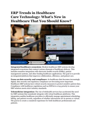 ERP Trends in Healthcare Care Technology What's New in Healthcare That You Should Know
