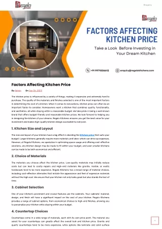 Factors Affecting Kitchen Price _ Regalo Kitchens