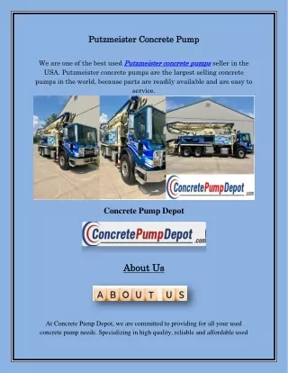 Used Putzmeister Concrete Pumps, concretepumpdepot