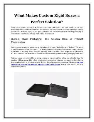 What Makes Custom Rigid Boxes a Perfect Solution