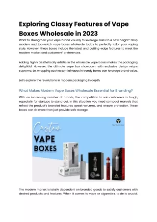 Exploring Classy Features of Vape Boxes Wholesale in 2023