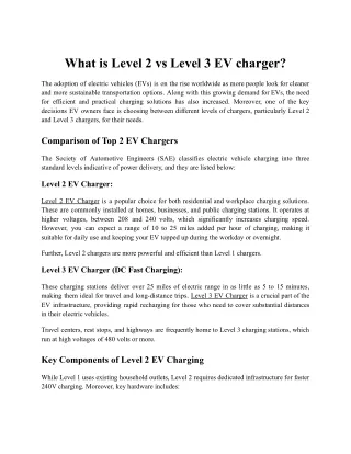 What is Level 2 vs Level 3 EV charger