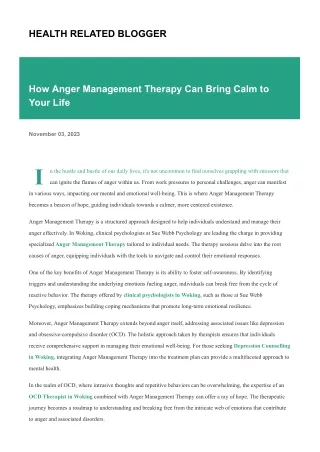 How Anger Management Therapy Can Bring Calm to Your Life