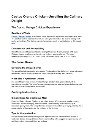 Costco Orange Chicken-Unveiling the Culinary Delight