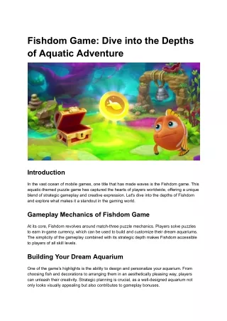 Fishdom Game Dive into the Depths of Aquatic Adventure