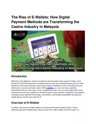 The Rise of E-Wallets: How Digital Payment Methods are Transforming the Casino I