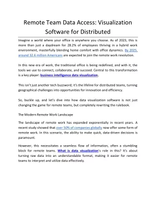 Remote Team Data Access Visualization Software for Distributed Work