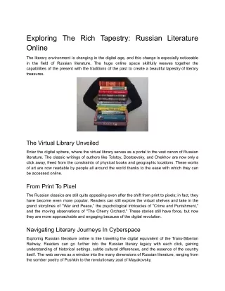 Exploring The Rich Tapestry_ Russian Literature Online