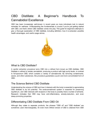 CBD Distillate_ A Beginner's Handbook to Cannabidiol Excellence