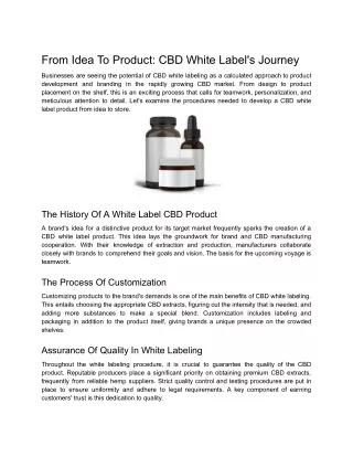 From Idea to Product_ CBD White Label's Journey