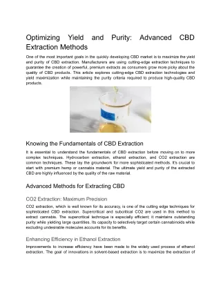 Optimizing Yield and Purity_ Advanced CBD Extraction Methods