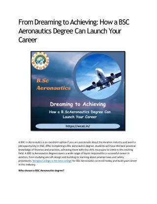 From Dreaming to Achieving How a BSC Aeronautics Degree Can Launch Your Career BLOG 2