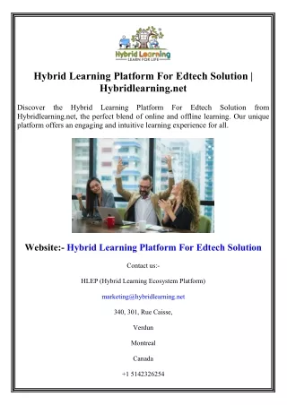 Hybrid Learning Platform For Edtech Solution  Hybridlearning.net