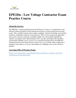 EPE1Du - Low Voltage Contractor Exam Practice Course