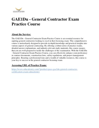 GAE1Du - General Contractor Exam Practice Course