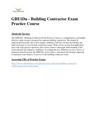 GBE1Du - Building Contractor Exam Practice Course