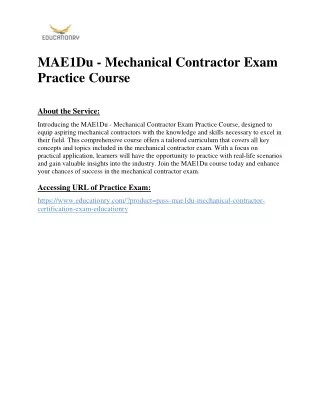 MAE1Du - Mechanical Contractor Exam Practice Course