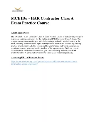 MCE1Du - HAR Contractor Class A Exam Practice Course