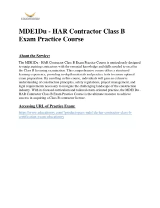 MDE1Du - HAR Contractor Class B Exam Practice Course