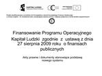 Finansowanie Programu Operacyjnego Kapital Ludzki zgodnie z ...