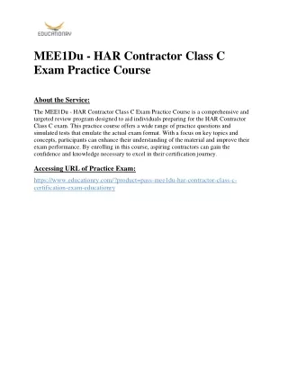 MEE1Du - HAR Contractor Class C Exam Practice Course