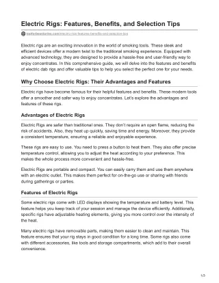 Electric Rigs: Features, Benefits, and Selection Tips