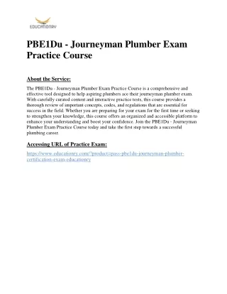 PBE1Du - Journeyman Plumber Exam Practice Course