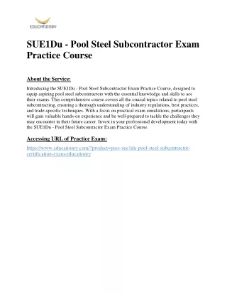 SUE1Du - Pool Steel Subcontractor Exam Practice Course