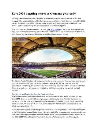 Euro 2024 is getting nearer as Germany gets ready