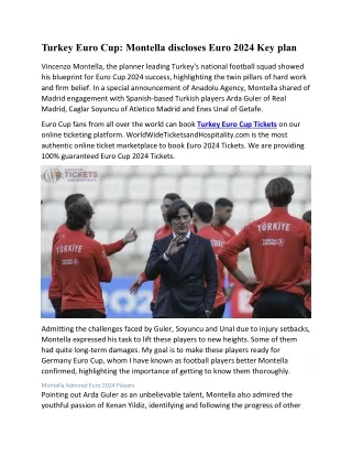 Turkey Euro Cup Montella discloses Euro 2024 Key plan