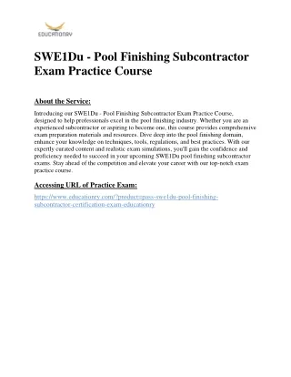 SWE1Du - Pool Finishing Subcontractor Exam Practice Course