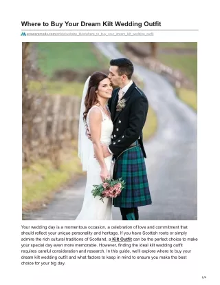 Where to Buy Your Dream Kilt Wedding Outfit