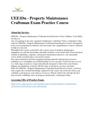 UEE1Du - Property Maintenance Craftsman Exam Practice Course
